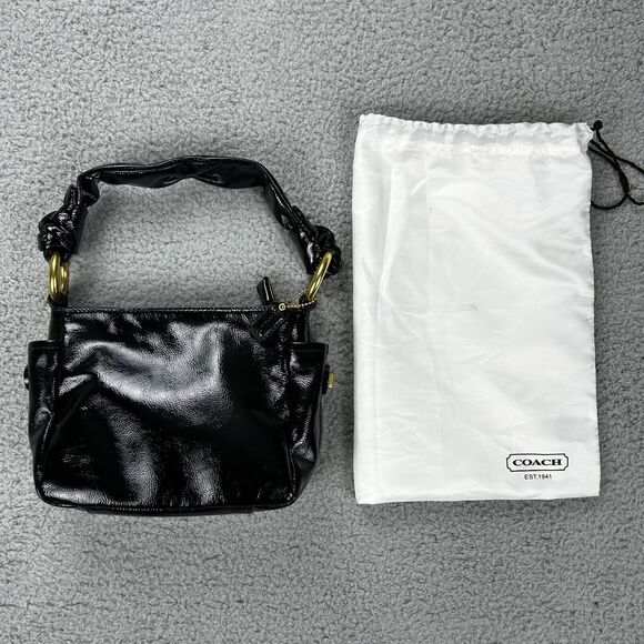 COACH LTD RESORT BLACK CALF LEATHER HANDBAG WITH DRAWSTRING BAG #42415 - Picture 1 of 16